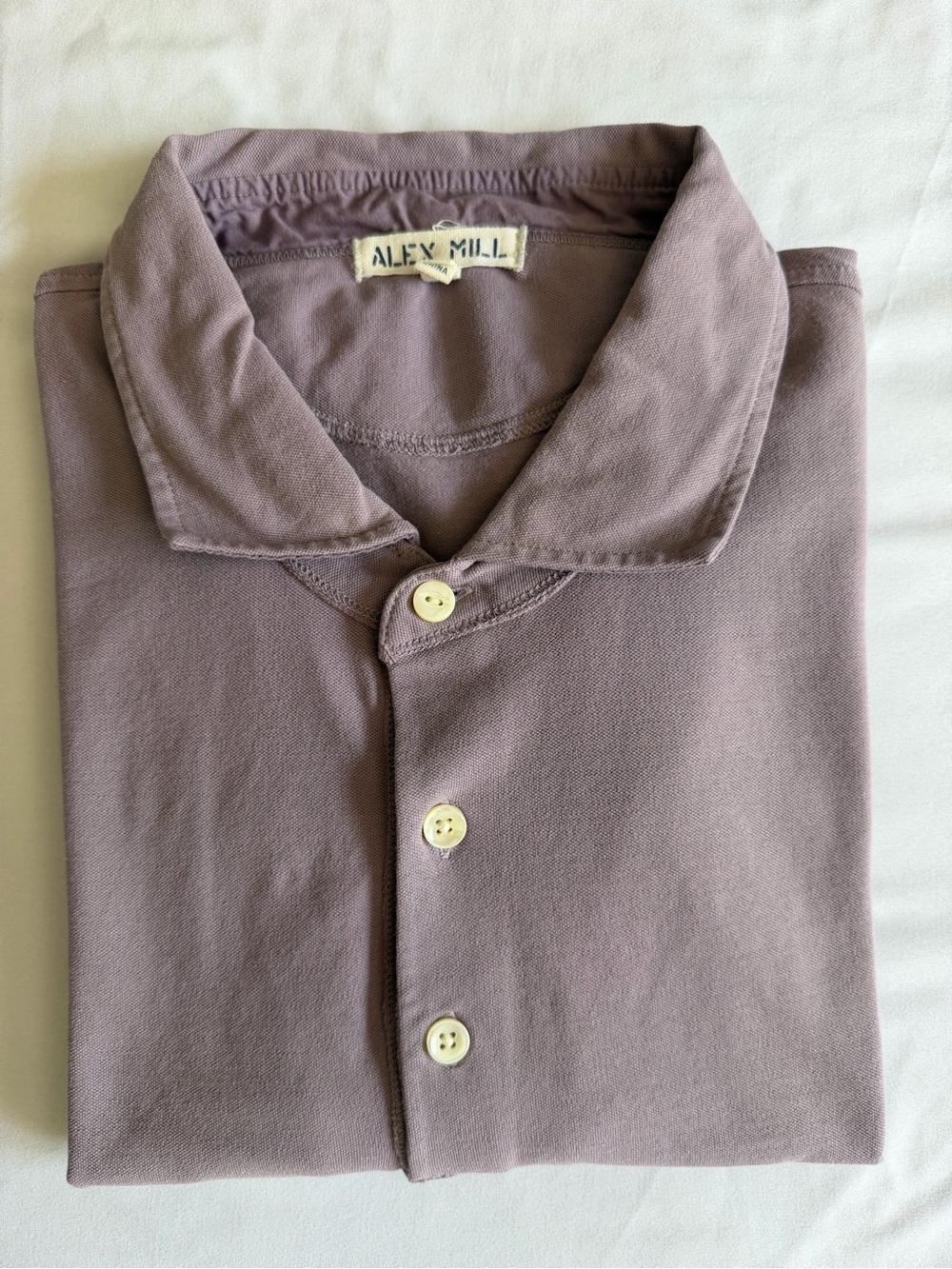 Alex Mill Cotton Lavender Purple Classic Preppy Polo Men's XL Garment Dyed